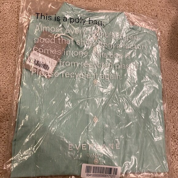 Everlane The Relaxed Oxford Button Down Shirt Green Striped Womens 0 - Picture 3 of 4